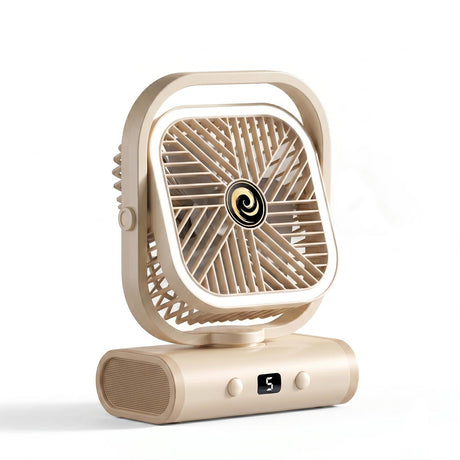 White USB Desk Fan, 5 Speeds Quiet Table Fan with 90° Oscillation, Plug-in Small Desktop Fan with Night Light for Bedroom, Home Office
