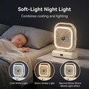 White USB Desk Fan, 5 Speeds Quiet Table Fan with 90° Oscillation, Plug-in Small Desktop Fan with Night Light for Bedroom, Home Office
