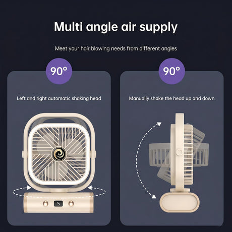 White USB Desk Fan, 5 Speeds Quiet Table Fan with 90° Oscillation, Plug-in Small Desktop Fan with Night Light for Bedroom, Home Office