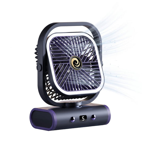 Grey USB Desk Fan, 5 Speeds Quiet Table Fan with 90° Oscillation, Plug-in Small Desktop Fan with Night Light for Bedroom, Home Office
