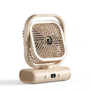White USB Desk Fan with 2400mAh Rechargeable Battery, 5 Speeds Quiet Table Fan, 90° Oscillation, Small Desktop Fan with Night Light