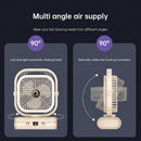 White USB Desk Fan with 2400mAh Rechargeable Battery, 5 Speeds Quiet Table Fan, 90° Oscillation, Small Desktop Fan with Night Light