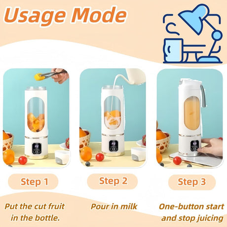 Digital Display Juicer-Smart LED Display, Diet-Friendly Portable Multimode Blender Personal Electric USB 500ML Portable juicer Shakes and Smoothies Blender Small Blenders Mixing,White