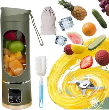 Digital Display Juicer-Smart LED Display, Diet-Friendly Portable Multimode Blender Personal Electric USB 500ML Portable juicer Shakes and Smoothies Blender Small Blenders Mixing,Green