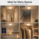 Rechargeable Motion Sensor Ceiling Light, 10000mAh Battery Operated LED Ceiling Light with Remote, Wireless Stick On Closet Light, 3 Color Dimmable Flush Mount Light, USB-C, for Hallway Stairway