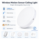 Rechargeable Motion Sensor Ceiling Light, 10000mAh Battery Operated LED Ceiling Light with Remote, Wireless Stick On Closet Light, 3 Color Dimmable Flush Mount Light, USB-C, for Hallway Stairway