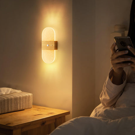 Rechargeable Motion Sensor Night Light, Wall Mounted LED Lamp with Magnetic Base, 3 Color Temperatures, 12 Hour Always-On Mode, 60 Day Sensing Mode, No Wiring Required (White Oval)
