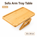 Bamboo Sofa Arm Tray Table, Clip-On Couch Armrest Table for Recliners and Armchairs, TV Dinner, Drink, Snack and Remote Holder, Natural Rectangular, 13 x 9.4 Inch