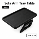 Bamboo Sofa Arm Tray Table, Clip-On Couch Armrest Table for Recliners and Armchairs, TV Dinner, Drink, Snack and Remote Holder, Black Rectangular, 13 x 9.4 Inch