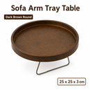 Bamboo Sofa Arm Tray Table for Couch Armrests, Space-Saving TV Dinner, Drink, Snack and Remote Holder, Dark Brown Round, 9.8 x 1.2 Inch