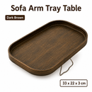 Bamboo Sofa Arm Tray Table for Couch Armrests, Space-Saving TV Dinner, Drink, Snack and Remote Holder, Dark Brown Rounded Rectangle, 13 x 8.7 x 1.2 Inch