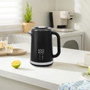 Black electric kettle, 1.7L stainless steel kettle, 1500W rapid heating, with LED display, adjustable temperature, double-walled anti-scalding design, automatic power-off.