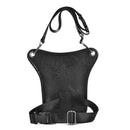 Black men's Genuine Leather Outdoor Sporting Hiking Waist Hip Pack Messenger Shoulder Drop Leg Thigh Bag Pouches