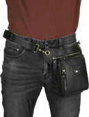 Brown men's Genuine Leather Outdoor Sporting Hiking Waist Hip Pack Messenger Shoulder Drop Leg Thigh Bag Pouches