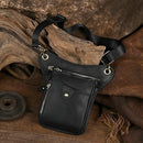 Brown men's Genuine Leather Outdoor Sporting Hiking Waist Hip Pack Messenger Shoulder Drop Leg Thigh Bag Pouches