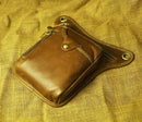 Light brown men's Genuine Leather Outdoor Sporting Hiking Waist Hip Pack Messenger Shoulder Drop Leg Thigh Bag Pouches