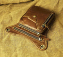 Light brown men's Genuine Leather Outdoor Sporting Hiking Waist Hip Pack Messenger Shoulder Drop Leg Thigh Bag Pouches