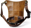 Light brown men's Genuine Leather Outdoor Sporting Hiking Waist Hip Pack Messenger Shoulder Drop Leg Thigh Bag Pouches
