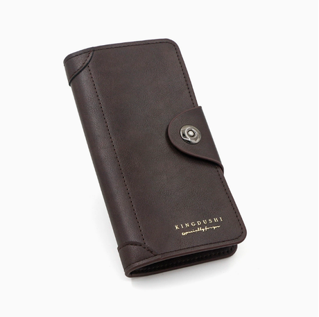 Light brown wallet for Men, High-End Stylish Long Leather Billfold with Magnetic Closure and Multiple Credit Card Slots, Ultra Thin Three-in-One Business Organizer