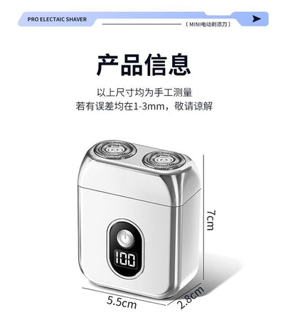 Silve portable Mini Electric Shaver, Double Sided Design, Washable, LED Battery Display