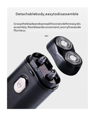 Black portable Mini Electric Shaver, Double Sided Design, Washable, LED Battery Display