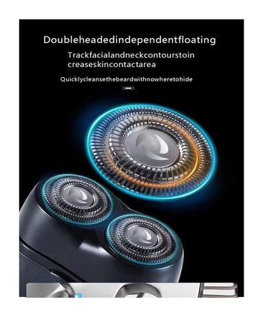 Black portable Mini Electric Shaver, Double Sided Design, Washable, LED Battery Display