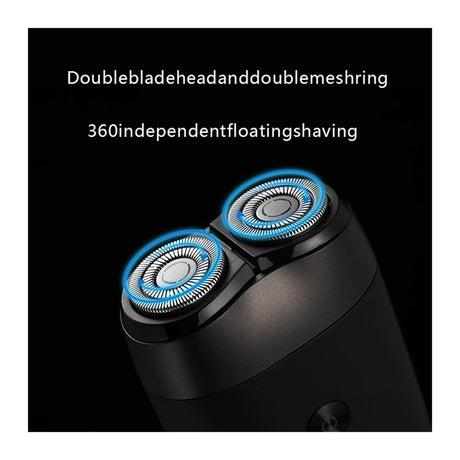 Black portable Mini Electric Shaver, Double Sided Design, Washable, LED Battery Display