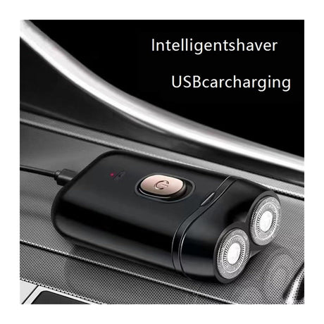 Black portable Mini Electric Shaver, Double Sided Design, Washable, LED Battery Display