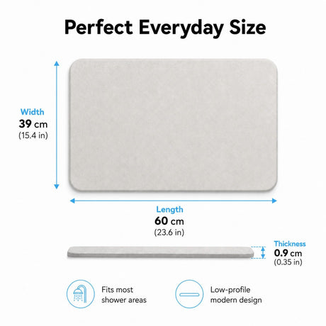 Light gray premium pure cotton bathroom mat, ultra-soft, absorbent, quick-drying bathroom rug, non-slip, washable bathroom mat(60cm*40cm)
