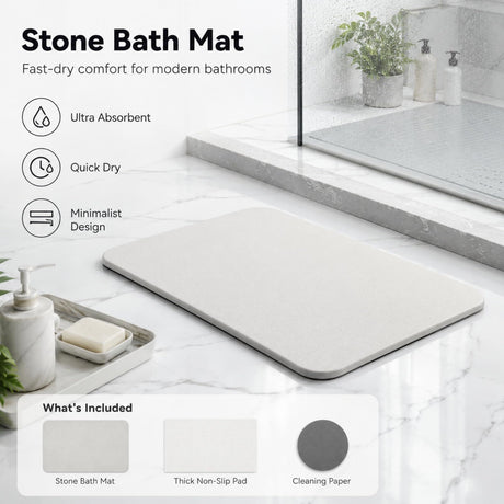 Light gray premium pure cotton bathroom mat, ultra-soft, absorbent, quick-drying bathroom rug, non-slip, washable bathroom mat(60cm*40cm)