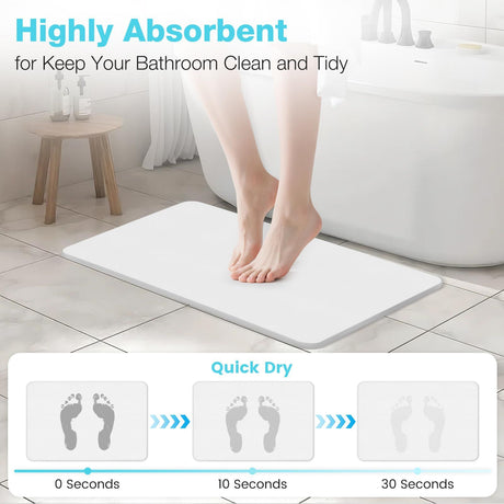 High-quality white pure cotton bathroom mat, ultra-soft, absorbent, quick-drying bathroom rug, non-slip, washable bathroom mat(60cm*40cm)