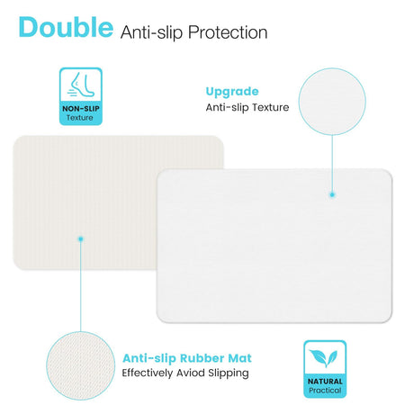 High-quality white pure cotton bathroom mat, ultra-soft, absorbent, quick-drying bathroom rug, non-slip, washable bathroom mat(60cm*40cm)
