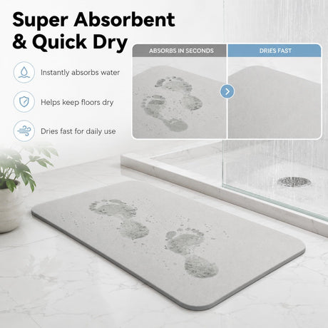 Light gray premium pure cotton bathroom mat, ultra-soft, absorbent, quick-drying bathroom rug, non-slip, washable bathroom mat(40cm*30cm)