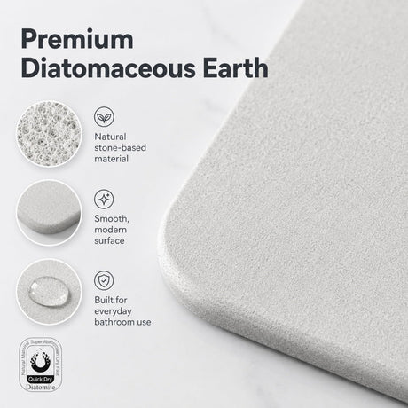 Light gray premium pure cotton bathroom mat, ultra-soft, absorbent, quick-drying bathroom rug, non-slip, washable bathroom mat(40cm*30cm)