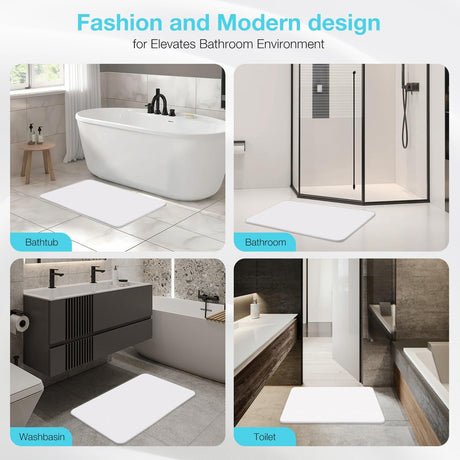 High-quality white pure cotton bathroom mat, ultra-soft, absorbent, quick-drying bathroom rug, non-slip, washable bathroom mat(40cm*30cm)
