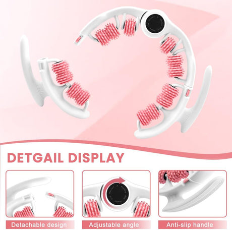 Pink leg massage roller clip, calf muscle relaxation and shaping tool, yoga fitness leg trainer, slimming leg muscle relaxer.