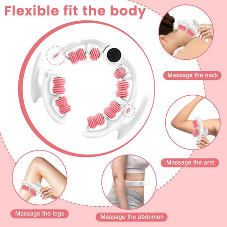 Pink leg massage roller clip, calf muscle relaxation and shaping tool, yoga fitness leg trainer, slimming leg muscle relaxer.