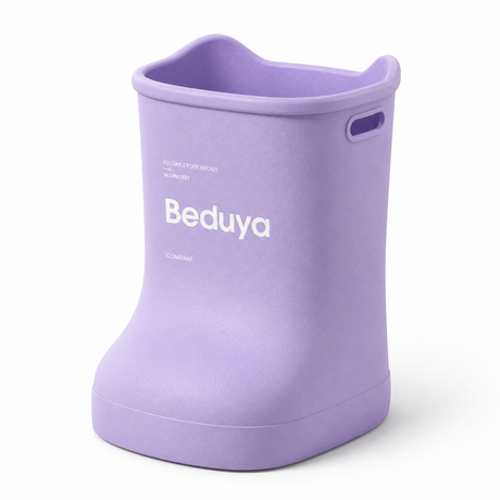 EVA Foot Soaking Bucket with Massage Bottom, Deep Calf Foot Bath Tub for Home Spa, Insulated Warm Foot Soak Basin with Handles, Lightweight Portable Foot Spa Bucket for Adults (Lavender Purple)