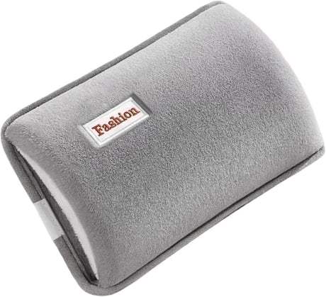 Hot Water Bottle with Rechargeable Plush Cover for Cramps Relief, Warm Heating Pad for Abdomen Back Foot, Soft Hand Warmer for Women Kids Home Office School Winter Reusable Heat Therapy Bag(grey)