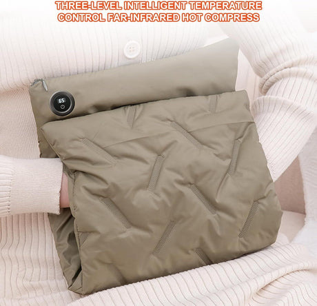 Rechargeable Hand Warmer Muff, USB Electric Heating Pad with Digital Display Temperature Control, 3 Heat Levels Portable Far Infrared Heated Cushion for Outdoor Winter Use Men Women(green)
