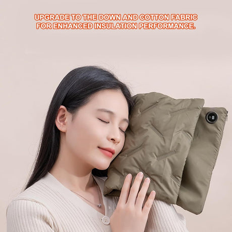Rechargeable Hand Warmer Muff, USB Electric Heating Pad with Digital Display Temperature Control, 3 Heat Levels Portable Far Infrared Heated Cushion for Outdoor Winter Use Men Women(green)