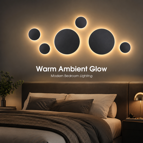 Magnetic Round Wall Lamp 30cm Black, 17W Rechargeable LED Wall Sconce with Touch Control, 3-Color Light, Battery Powered Modern Disc Wall Light for Bedroom Hallway Living Room