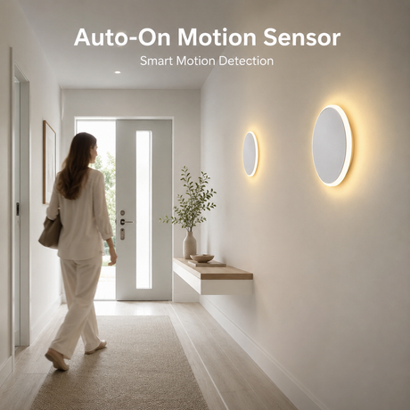 Magnetic Round Wall Lamp 30cm Black, 17W Rechargeable LED Wall Sconce with Touch Control, 3-Color Light, Battery Powered Modern Disc Wall Light for Bedroom Hallway Living Room