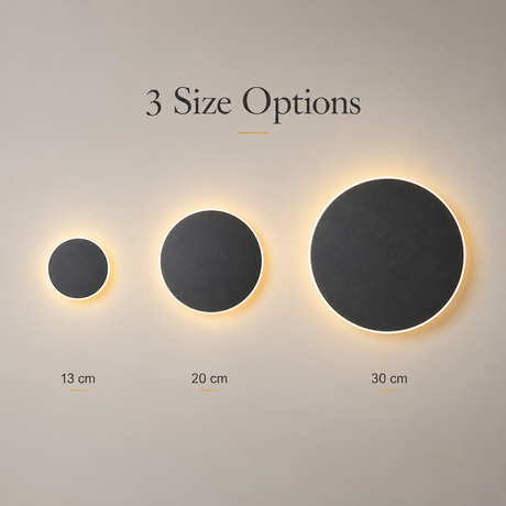 Magnetic Round Wall Lamp 30cm Black, 17W Rechargeable LED Wall Sconce with Touch Control, 3-Color Light, Battery Powered Modern Disc Wall Light for Bedroom Hallway Living Room