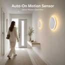 Magnetic Round Wall Lamp 20cm White, 10W Rechargeable LED Wall Sconce with Motion Sensor, 3-Color Light, Battery Powered Modern Disc Wall Light for Hallway Entryway Bedroom