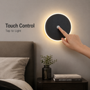 Magnetic Round Wall Lamp 20cm Black, 10W Rechargeable LED Wall Sconce with Motion Sensor, 3-Color Light, Battery Powered Modern Disc Wall Light for Hallway Entryway Bedroom