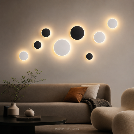 Magnetic Round Wall Lamp 30cm Black, 17W Rechargeable LED Wall Sconce with Motion Sensor, 3-Color Light, Battery Powered Modern Disc Wall Light for Hallway Entryway Bedroom