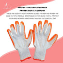 Orange 7-needle bleached yarn flat coated gloves, dipped in latex, abrasion-resistant, work protection, oil-resistant