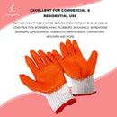 Orange 7-needle bleached yarn flat coated gloves, dipped in latex, abrasion-resistant, work protection, oil-resistant