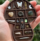 2.6 Inch Mini brown Mushroom Shape Rock Specimen Storage Box Crystal Mineral Display Case Gemstone Rock Organizer Holder